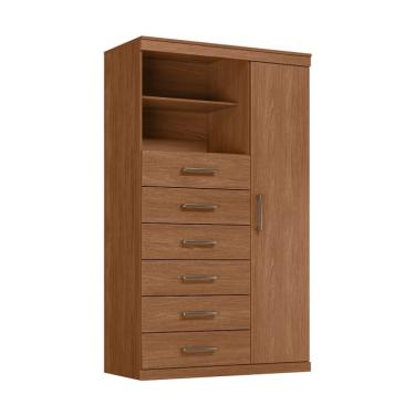 Imagem de Cômoda Marabá 1 Porta 6 Gavetas Jatobá