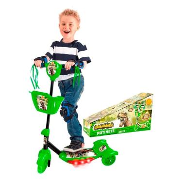 Imagem de Patinete Com Luz Som e Cesta - Dinossauro - DmToys