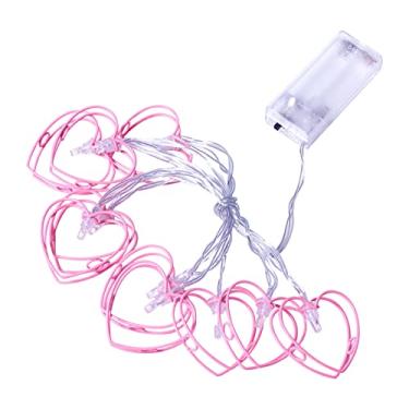 Imagem de Luz de Corda em Forma Coração com 10 LEDs 1 65m 5 41ft Operada por Bateria Luzes Fada Branco Quente para Decoração Quarto Festa Ambiente Interno Casam