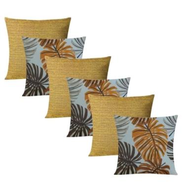 Imagem de Kit 6 Almofadas Decorativas Cheias 48x48cm com Zíper Invisível para Sofá Sala Quarto (26)