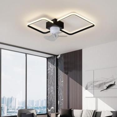 Imagem de Ventilador de teto LED com iluminação, 35W, controle remoto, lâmpada silenciosa com ventilador, velocidade do vento regulável em 6 estágios, luz de teto para sala de estar, quarto, sala de j