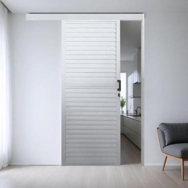 Imagem de Porta de Alumínio de Correr Sobrepor 215x80cm Laminada Reversil Soft P