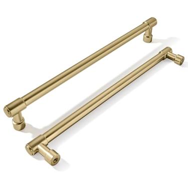 Imagem de khtumeware Puxadores de eletrodomésticos bronze champanhe 12 polegadas (305 mm) de centro a centro pacote com 3 puxadores de gaveta resistentes puxadores de armário de cozinha ferragens de armário