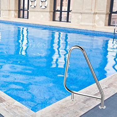 Imagem de Trilhos de piscina para piscina enterrada, corrimãos de segurança de piscina à prova de ferrugem para piscinas de jardim e quintal, trilho de mão de montagem fácil para entrada na piscina, trilho de