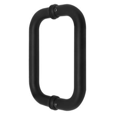 Imagem de YuGtcen Maçaneta de porta de chuveiro de 15 cm, puxador de porta de vidro de chuveiro dupla face de aço inoxidável 304 para banheiros de hotel e casa (preto fosco)