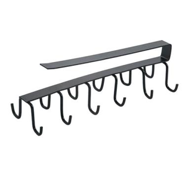 Imagem de Prateleira de armazenamento com 6 ganchos, armário de metal, embaixo das prateleiras, canecas, banheiro, cozinha, organizador para pendurar, 12 ganchos, 1 peça, preto