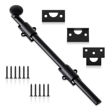 Imagem de Tandefio Parafuso de bengala de 30,5 cm para portão de latão sólido resistente trava de porta holandesa trava de hardware preta trava de sótão para porta de celeiro deslizante holandesa cerca de