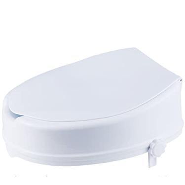 Imagem de Assentos de vaso sanitário elevados, elevador de assento de vaso sanitário com trava segura, elevador de assento de vaso sanitário para idosos e deficientes, vasos sanitários redondos ou alongados