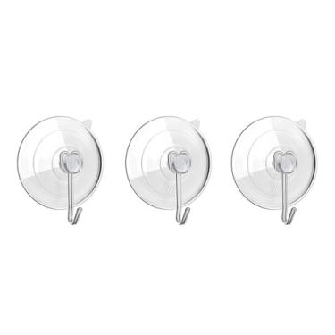 Imagem de Ganchos de ventosa reutilizáveis, pacote com 3 ganchos de aço inoxidável de 5 kg para azulejos de vidro, chuveiro e cozinha