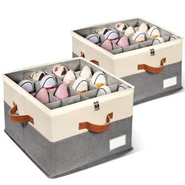 Imagem de Organizador de sapatos para armário, recipientes de armazenamento de caixa de sapatos ajustáveis, caixas grandes dobráveis de armazenamento de sapatos com capa transparente, suporte de sapatos com 4