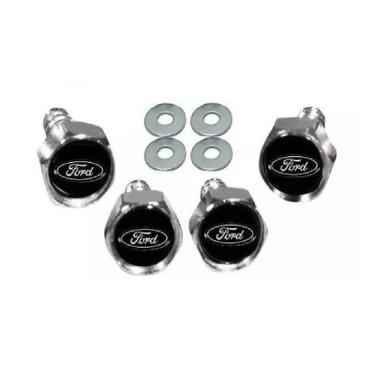 Imagem de Parafusos De Placa Logomarca Emblema Ford Preto e Prata