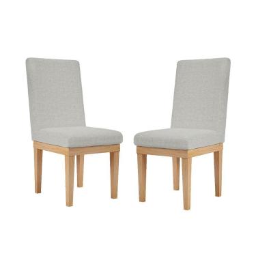 Imagem de Kit 2 Cadeiras Estofadas Para Mesa De Jantar Tecido Cinza