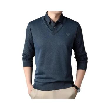 Imagem de Camisas Polo Listradas Slim Fit Para Homens, Moda De Outono, Pulôveres