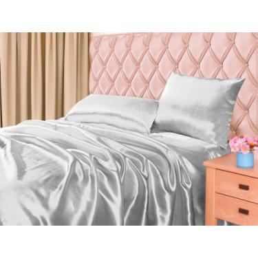 Imagem de Jogo De Lençol Seda Importada Para Cama Queen Toque Acetinado Extra Ma