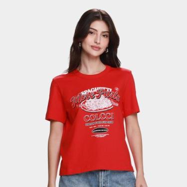 Imagem de Camiseta Colcci Casual Feminina, Vermelho, M
