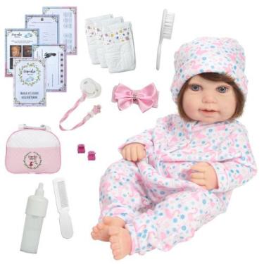 Imagem de Bebê Reborn Silicone Fio a Fio Menina Larinha + Kit Itens - Cegonha Re