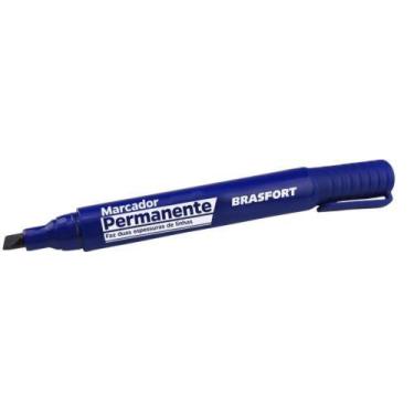 Imagem de Caneta Marcador Permanente Ponta Grosse Azul Brasfort Tinta À Base De 