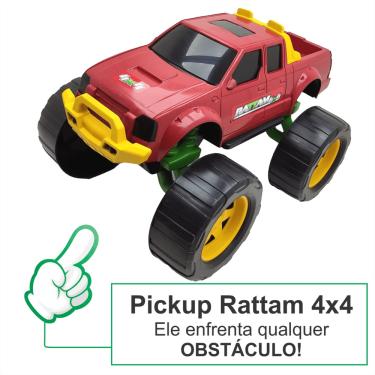 Imagem de Carrinho Brinquedo Caminhonete Pickup Rattam 4x4 Usual Carro Brinquedos Menino Vermelho