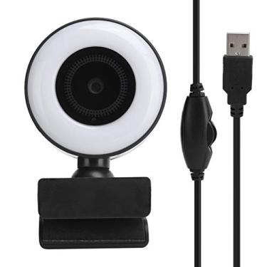 Imagem de Yunir Webcam com microfone, A40 Full HD 1080p Webcam com luz de preenchimento de microfone para PC Laptop Reunião de aprendizagem online