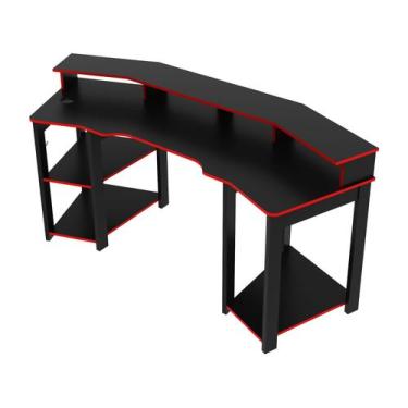 Imagem de Mesa Gamer Tecnomobili Me4167 Preto E Vermelho - 3 Prateleiras