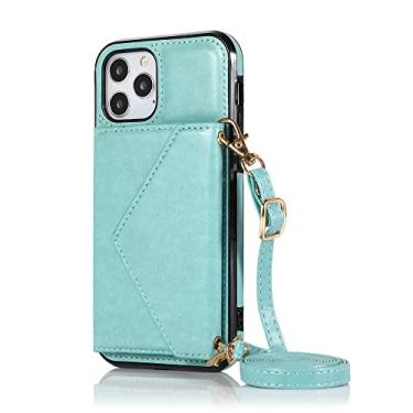 Imagem de Capa de telefone para iphone 13 mini capa de couro para iphone 12 pro max cartão moda cordão capa protetora para iphone 7 plus 8 6 se2020 xr x, verde menta, para iphone 13pro max