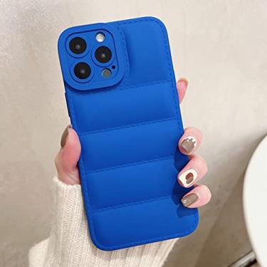 Imagem de Jaqueta luxuosa para baixo Capa de telefone para iPhone 14 11 12 13 Pro Max XR X XS 7 8 14 Plus Capa de silicone macio para doces, azul Klein, para iPhone 11Pro Max