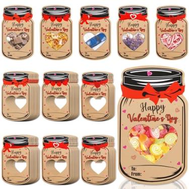 Imagem de Conjunto de 50 cartões de papel para doces, jarras, cartões de papel, artesanato, cartões de dia dos namorados com 50 sacos de petiscos, cartões de troca criativa, faça você mesmo, lembrancinhas de