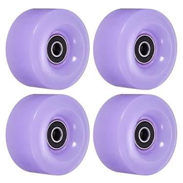 Imagem de PATIKIL Rodas de skate de 32 x 58 mm com rolamentos, pacote com 4 82A Quad Skate de substituição para skate de duas fileiras internas ou externas, roxo