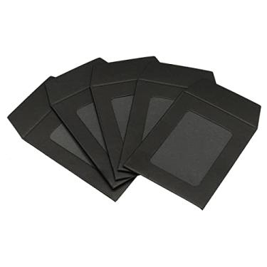 Imagem de PATIKIL Envelopes de janela de rosto inteiro, pacote com 10, 7,5 cm, transparente de um lado para catálogos de fotos, preto