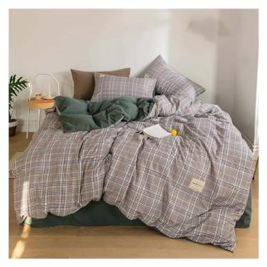 Imagem de Jogo de cama dupla face capa de edredom fronha macio conforto conjunto de capa de edredom duplo (E 4 peças 150 x 200 cm)