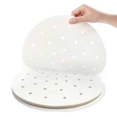 Imagem de Acessórios para fritadeira a ar – 17,8 cm 21,6 cm 21,6 cm 25,4 cm 100 peças de papel de pergaminho forros de bambu perfurados antiaderentes à prova d'água 100% polpa de madeira crua pura da EBIGIC