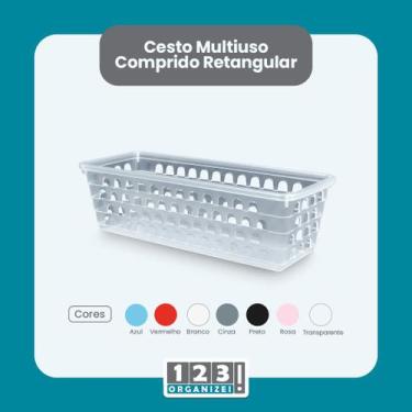 Imagem de Cesto Multiuso Comprido Retangular Transparente 28x11x8 Cm 123Organize