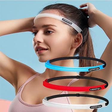 Imagem de Generic Faixa de cabeça unissex de silicone para adultos, branca, ajustável, antiderrapante, absorção de umidade, faixa de cabeça esportiva para corrida, tênis, caminhadas, vôlei, ioga, futebol