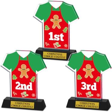 Imagem de DoubleFill 3 peças de Troféu de Concurso de Biscoitos de Natal 1º 2º 3º Troféu de Prêmio de Acrílico para Biscoitos de Natal Biscoitos de Gengibre Homem Prêmio Prêmio de Suprimentos de Festa, 5,1