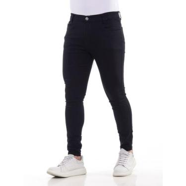 Imagem de Calça Masculina Jeans Homem Com Elastano Super Skinne Preta - achadinh