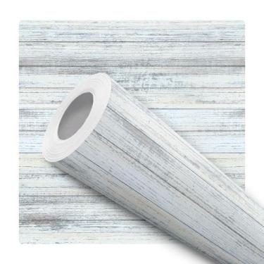 Imagem de Papel de Parede Adesivo Ripa Madeira Horizontal Branco Cinza Painel Mo