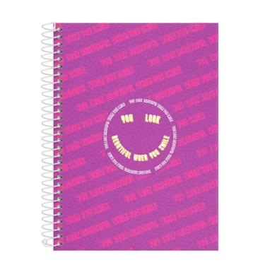 Imagem de Caderno Colegial 20 Matérias Euforia You Look Beautiful When You Smile Roxo