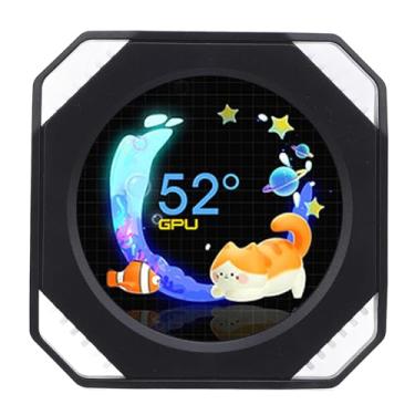 Imagem de Monitor USB de 2,1 Polegadas Tela do Resfriador de água, Tela Secundária da Caixa do PC, Tela Ambiente RGB RGB, Exibição de Temperatura da CPU RGB GPU para Laptop para PC (Preto)