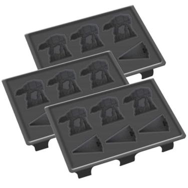 Imagem de Molde de silicone Star Wars para gelo, sabonete, chocolate e mais, pacote com 3, 18 cubos – Forma Imperial Walker e Star Destroyer – Bandeja de grau alimentício, freezer, máquina de lavar louça,