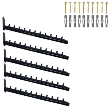 Imagem de Kit Cinco Araras 40cm Rt Inclinadas Para Loja Fixa De Parede (Preto)