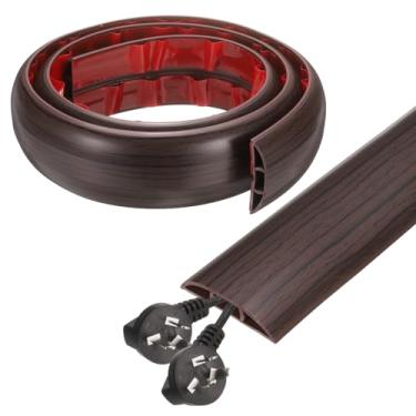 Imagem de HARFINGTON Capa de cabo de 1,2 m L 0,5 x A 0,3 Canal interno PVC esconde extensão, protetor de fios para evitar desvios de cabos, gerenciamento de cabos, madeira preta