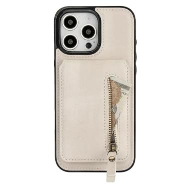 Imagem de HJZSZX Para Samsung A54 (5G) Carregamento sem fio magnético Couro Zip Wallet Card Phone Case (Para Samsung A54 (5G)/Branco)