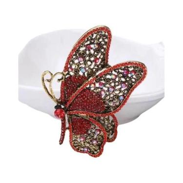 Imagem de Criativo strass exagerado borboleta broche feminino moda casaco acessó
