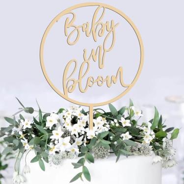 Imagem de MRAPPY Topper De Bolo Baby In Bloom - Decorações De Bolo De Chá De Bebê De Madeira Baby In Bloom - Topper De Bolo Baby In Bloom Para Chás De Bebê E Festas De Revelação De Gênero Para Meninos E Meninas