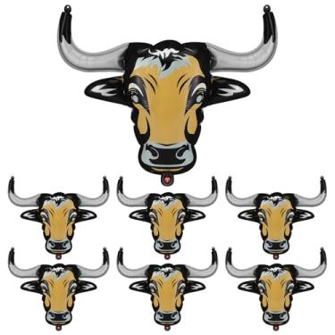 Imagem de Gejoy 6 peças de balões de festa de vaca de chifre longo ocidental, para decorações de cowgirl, balões de rodeio, artigos de festa ocidentais (touro)