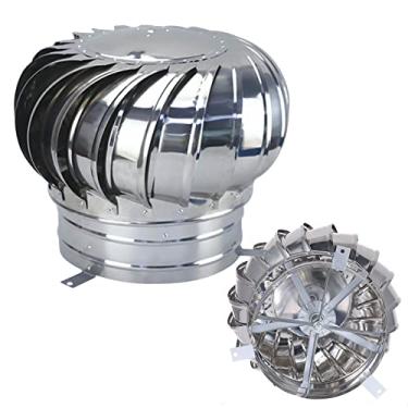 Imagem de Ventilador de telhado Ventilação de ar 10,9 cm 16 cm 20,1 cm 39,9 cm Sem Consumo Exaustor Tampa redonda Ventilador de ventilação de aço inoxidável 304 por fluxo de ar/vento giratório à prova de chuva