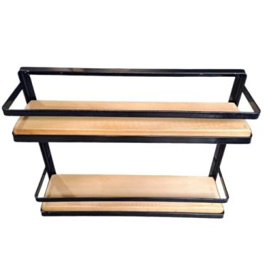 Imagem de Prateleira Porta Temperos Em Ferro E Madeira Rústico 2-AndaresAdequado para guardar temperos