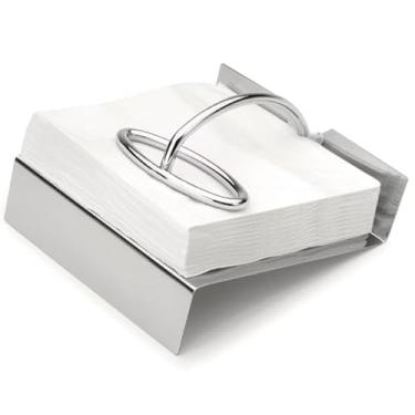 Imagem de Porta Guardanapo em Aço Inoxidável, Suporte de Mesa 13x13 cm, Design Moderno para Cozinha e Restaurante