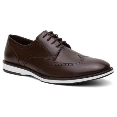 Imagem de Sapato Masculino Derby Couro Bico Redondo Brogue Casual - Mila Marques