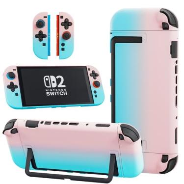 Imagem de GLDRAM Case Compatible with Nintendo Switch 2 (2025), Pink & Blue Gradient PC Protective Case + Detachable PC Joycon Cover, Hardshell Shock & Scratch Skin Protector Accessories